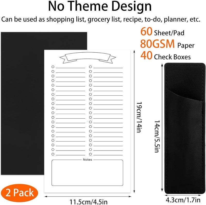Thboxes 2 Pack Grocery List Magnet Pad for Fridge with Pen Holder, Totally 120 Sheets Magnetic Grocery List Pad for Fridge Full Back Magnet Shopping List, To Do List, Memo Notepads with Pen Holder, 4.5x7.5" - Image 2